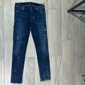 CITIZENS OF HUMANITY AVEDON Low Rise Skinny Leg Bleach Splatter Raw Hem Jeans 31